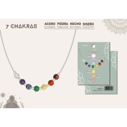 Colgante 7 Chakras con Piedras Naturales y Acero Plateado - Coleccion 7 chakras